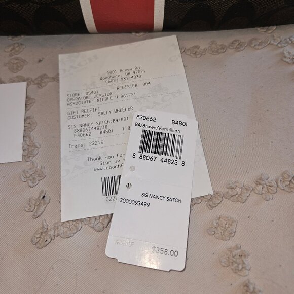 Coach Signature Nancy Stripe Satchel Authentic - Picture 4 of 9